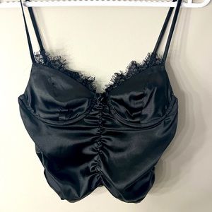 Black silk corset corset top - Never worn!